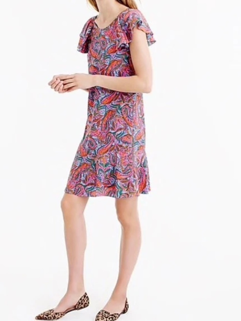 J.Crew Silk Ruffle Vibrant Paisley Floral Dress Size 12 NWT - Picture 14 of 14